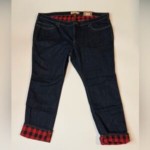 NWT Carhartt Dark Blue Jeans with Red Plaid Flannel Lining